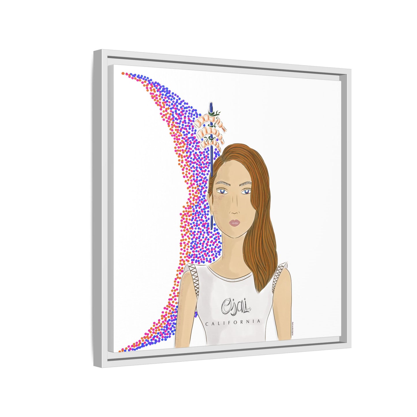 No.10 Girl with the Shrimps Framed Canvas Art Print