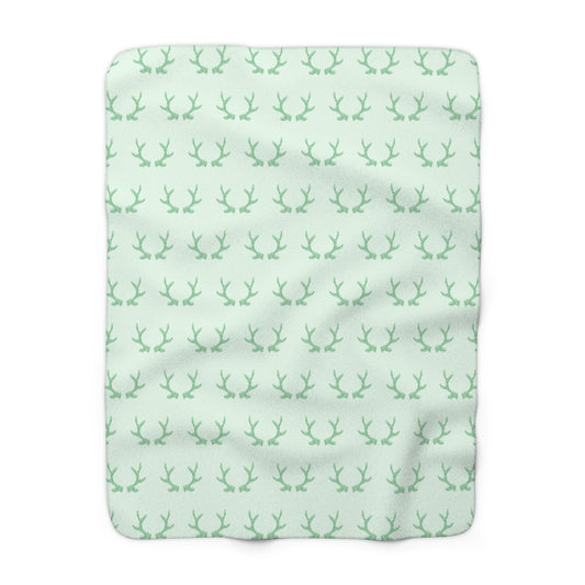 Green Antlers Sherpa Blanket