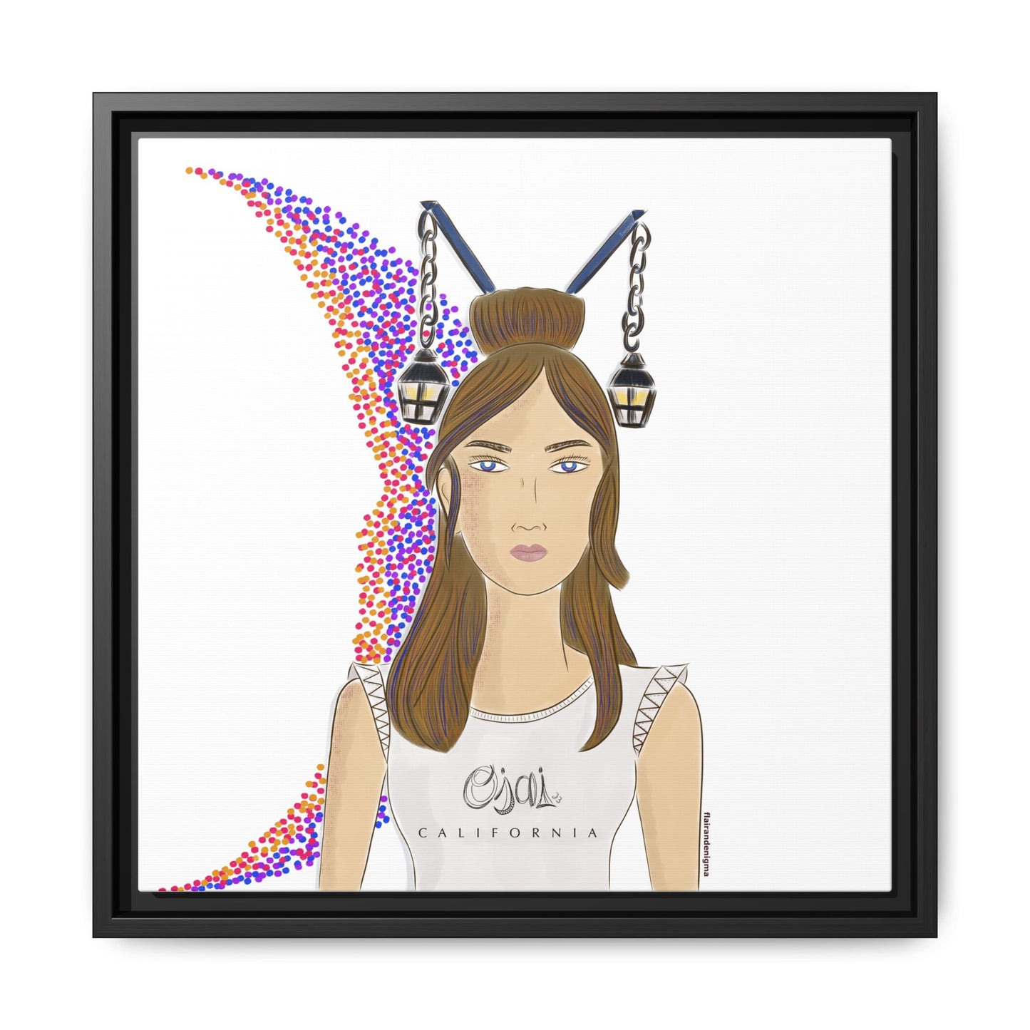 No.1 Girl with the Lanterns Framed Canvas Art Print