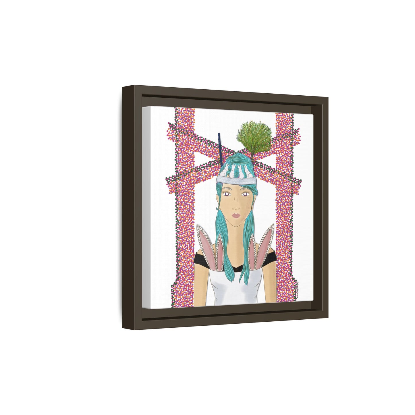 No.40 Girl with the Bunnies Framed Canvas Art Print