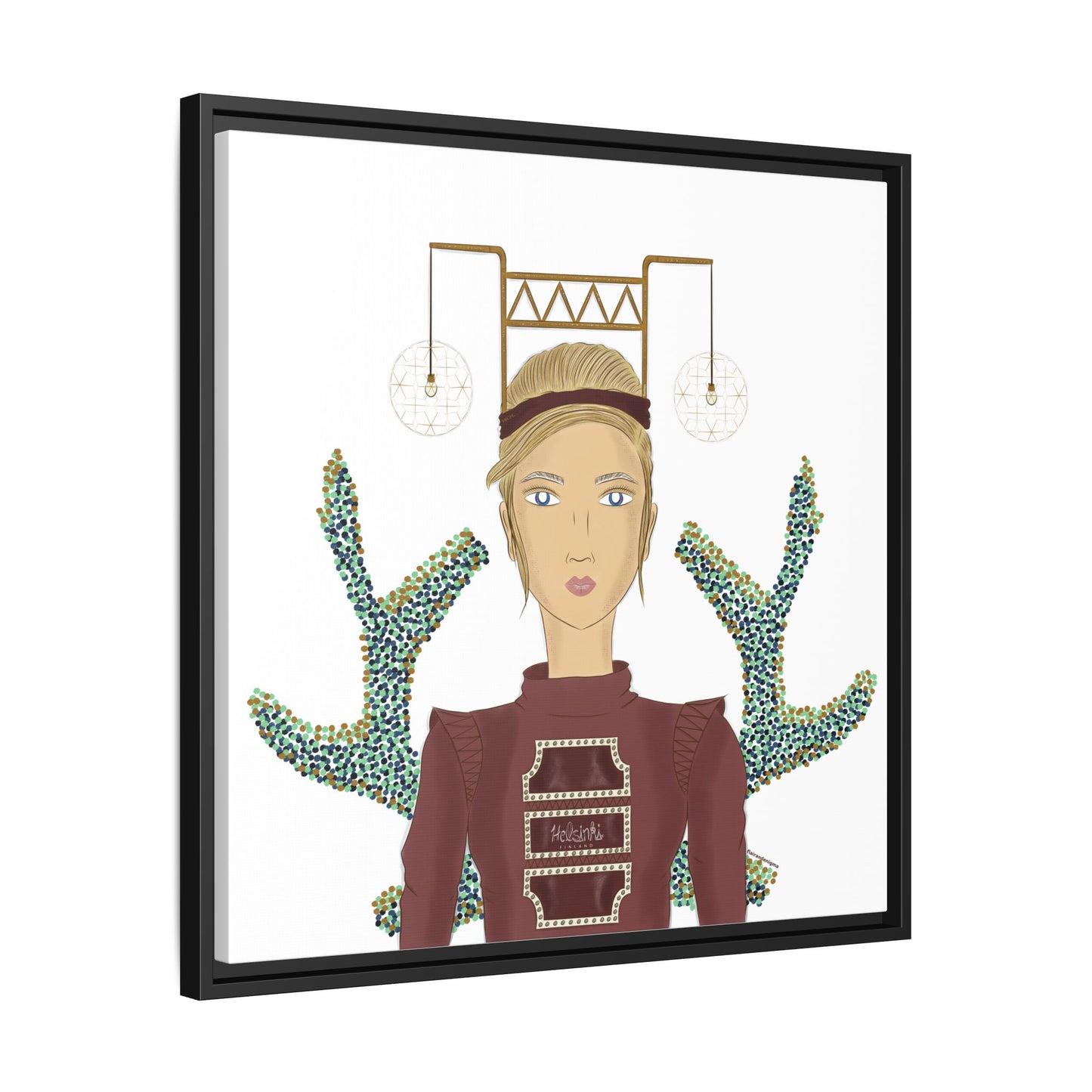 No.36 Girl with the Bar Lights Framed Canvas Art Print
