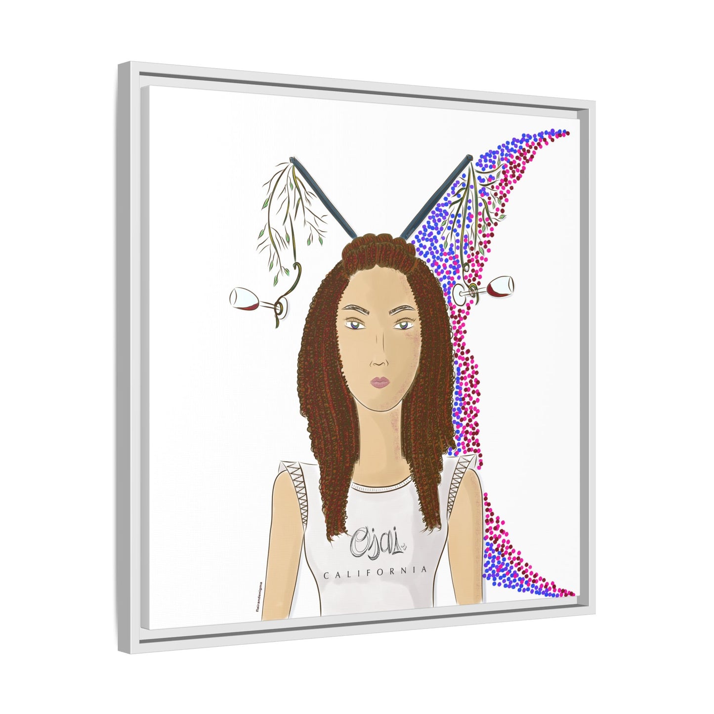 No.5 Girl with the Red Wine Glasses Framed Canvas Art Print