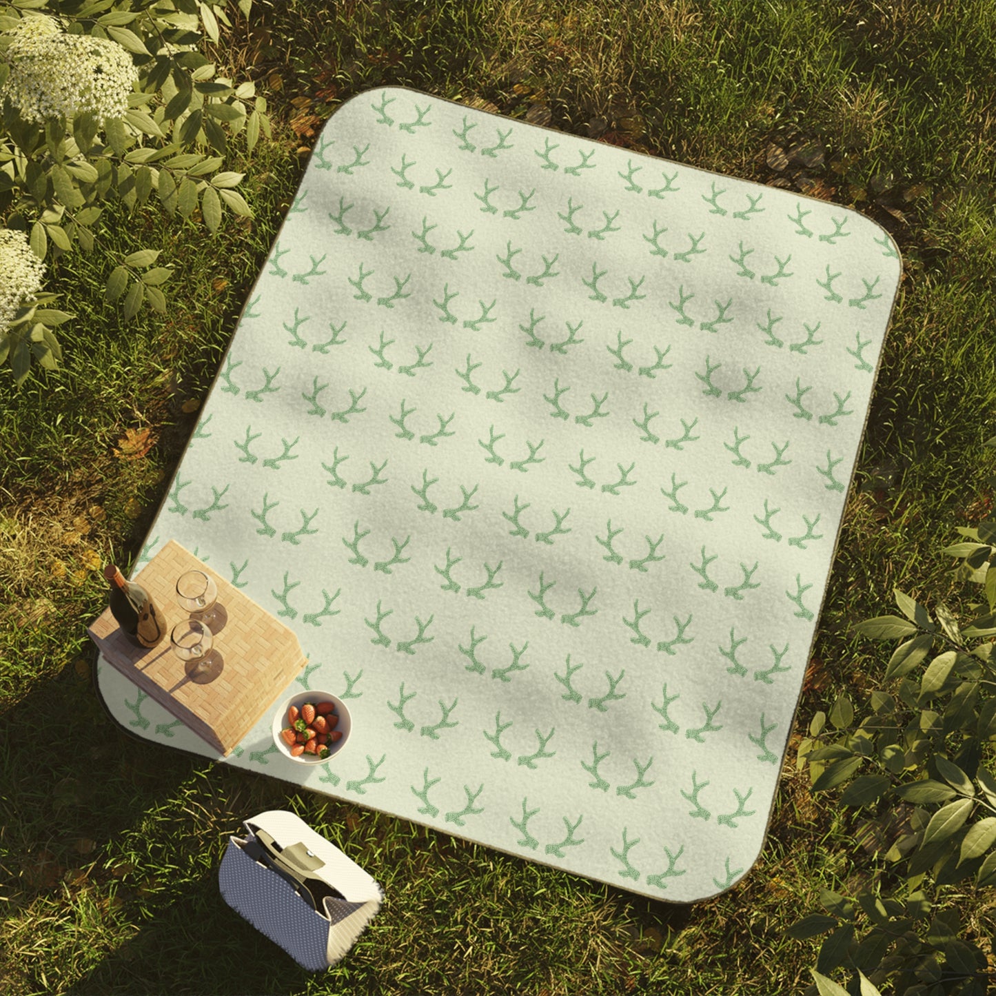 Green Antlers Picnic Blanket
