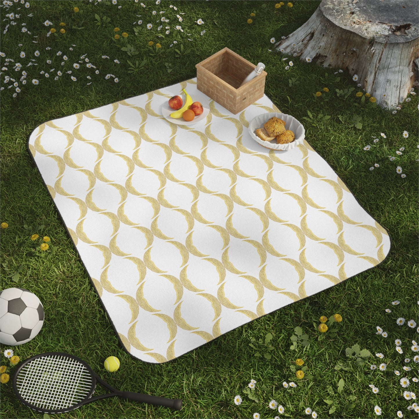 Yellow Crescent Moon Picnic Blanket