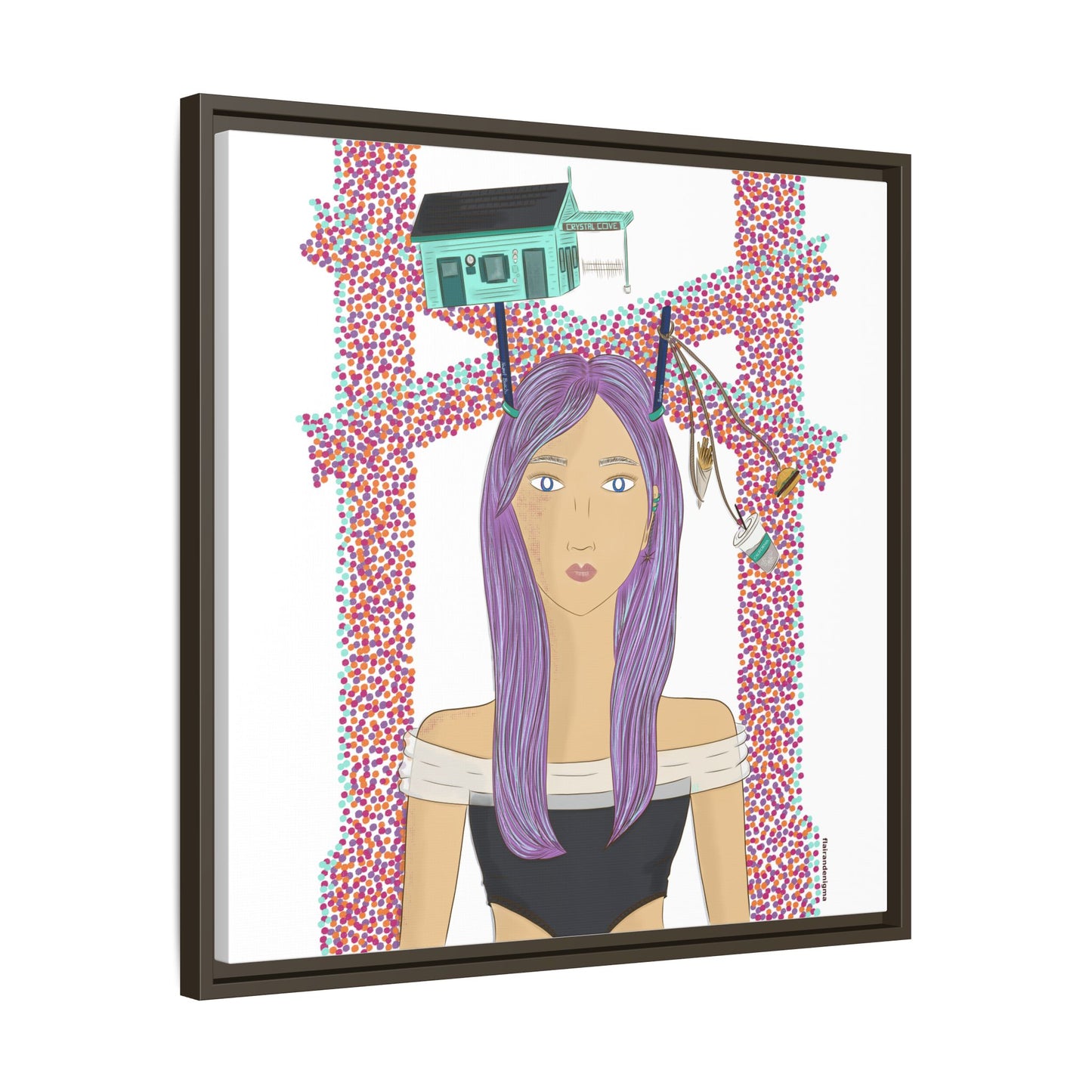 No.39 Girl with the Cove Cottage Framed Canvas Art Print