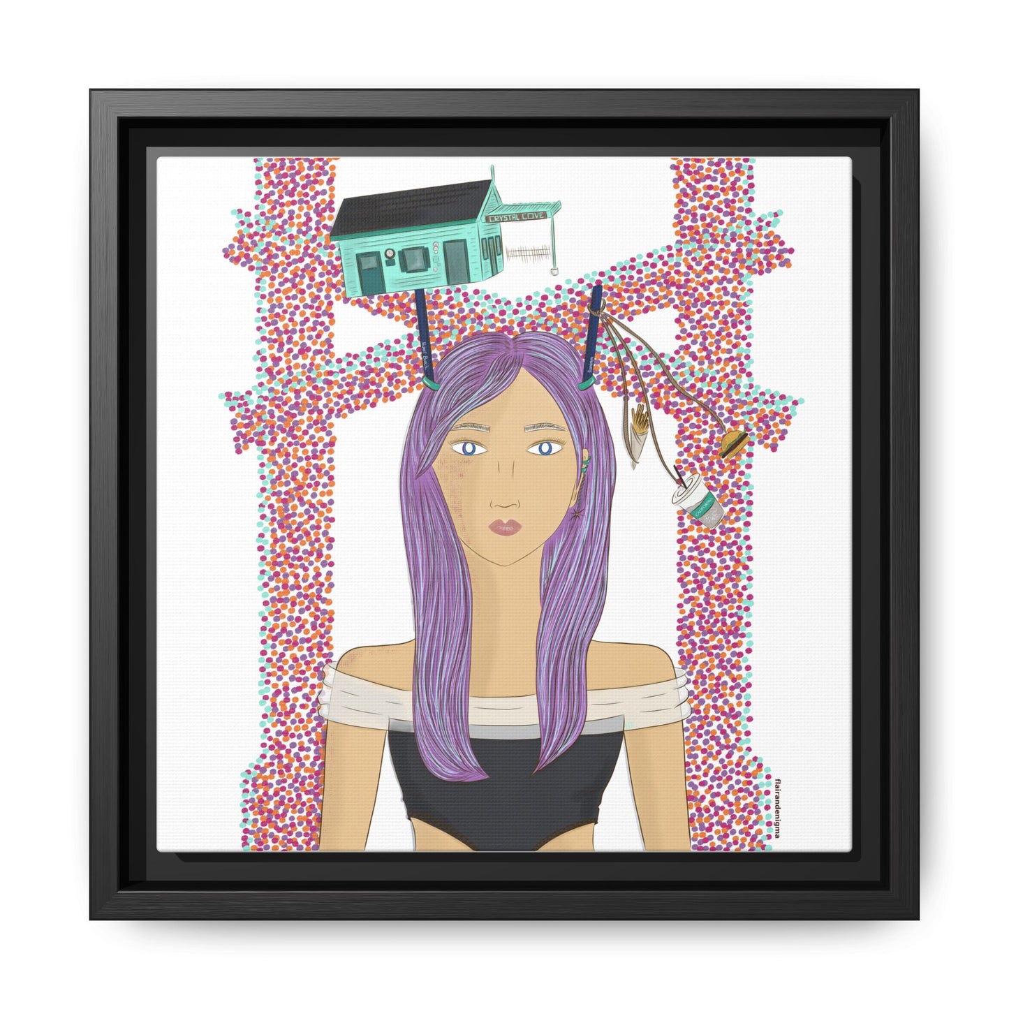 No.39 Girl with the Cove Cottage Framed Canvas Art Print