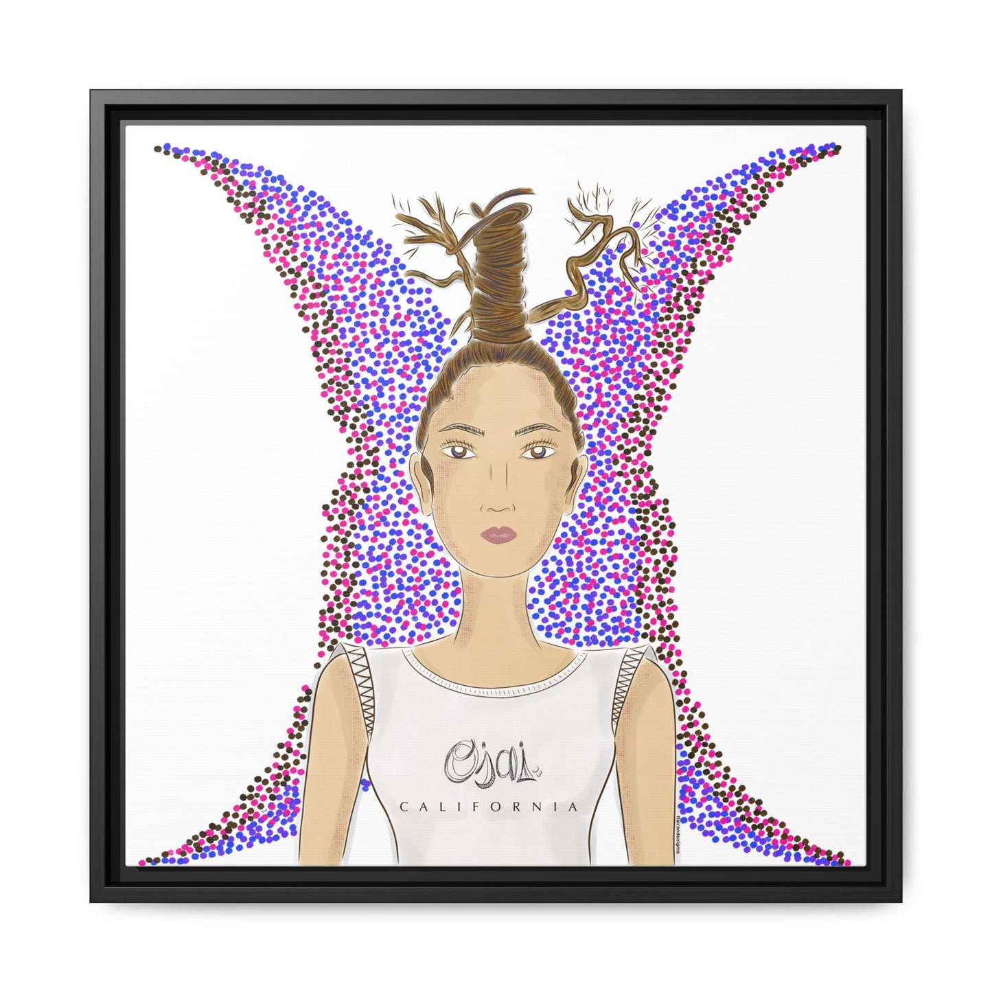 No.9 Girl with the Oak Tree Branches Framed Canvas Art Print