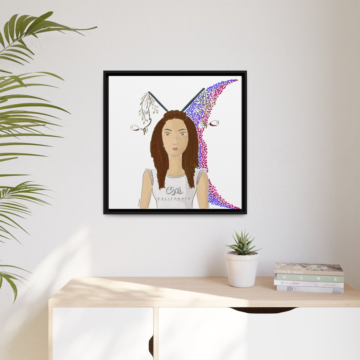 No.5 Girl with the Red Wine Glasses Framed Canvas Art Print