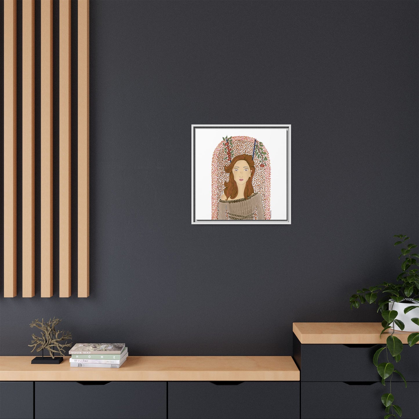 No.44 Girl with the Autumn Apples Framed Canvas Art Print