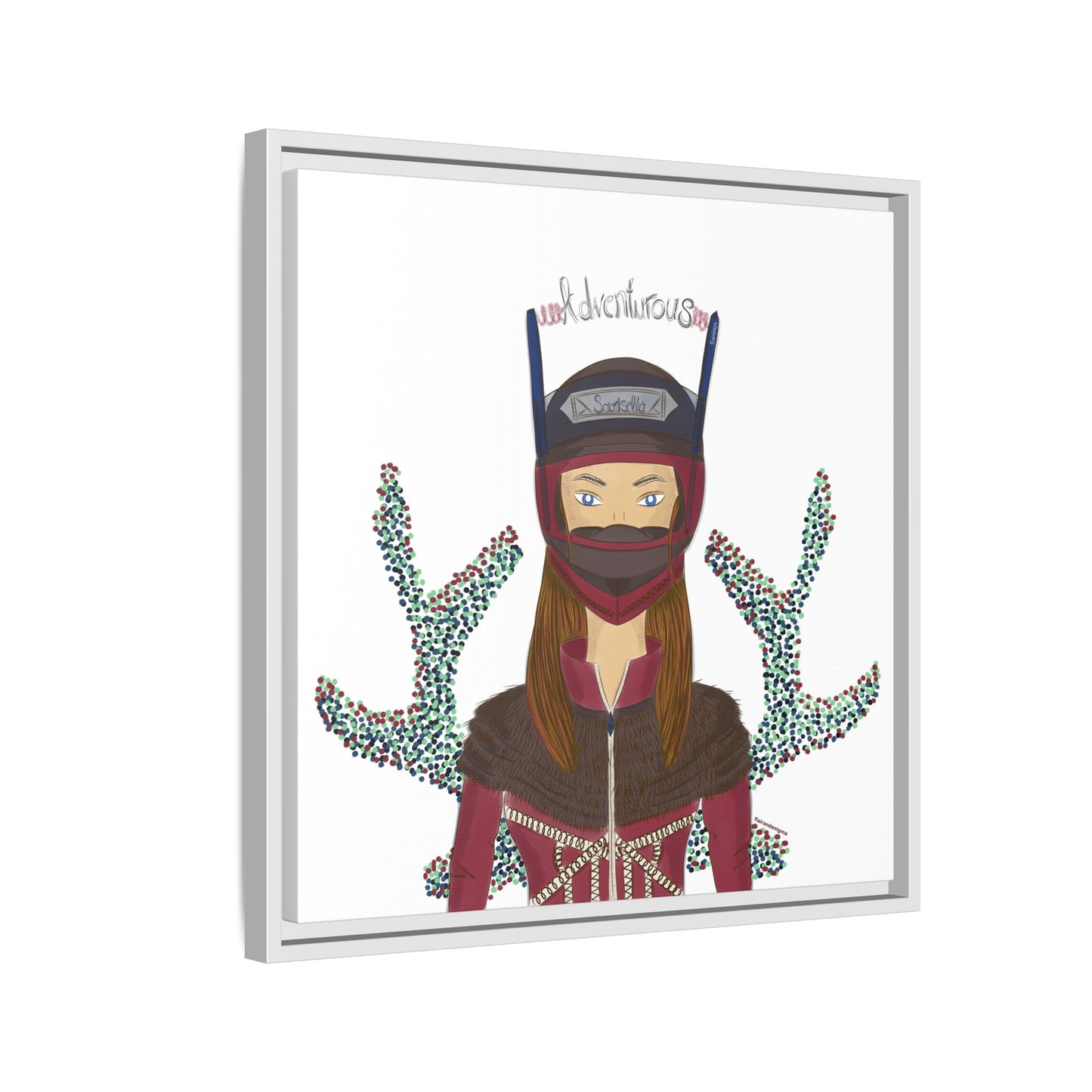 No.21 Girl with the Adventurous Helmet Framed Canvas Art Print