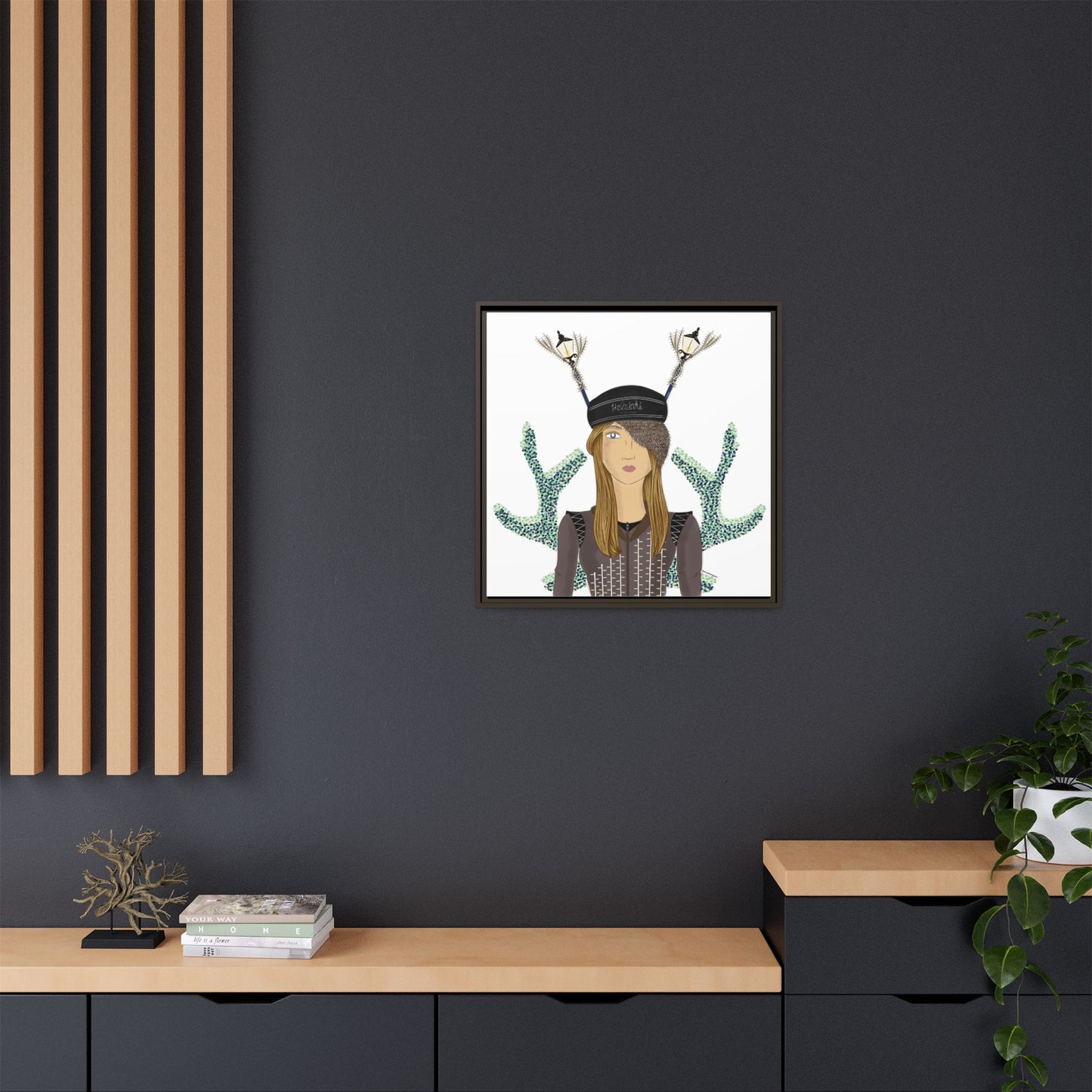 No.33 Girl with the Street Light Lampposts Framed Canvas Art Print