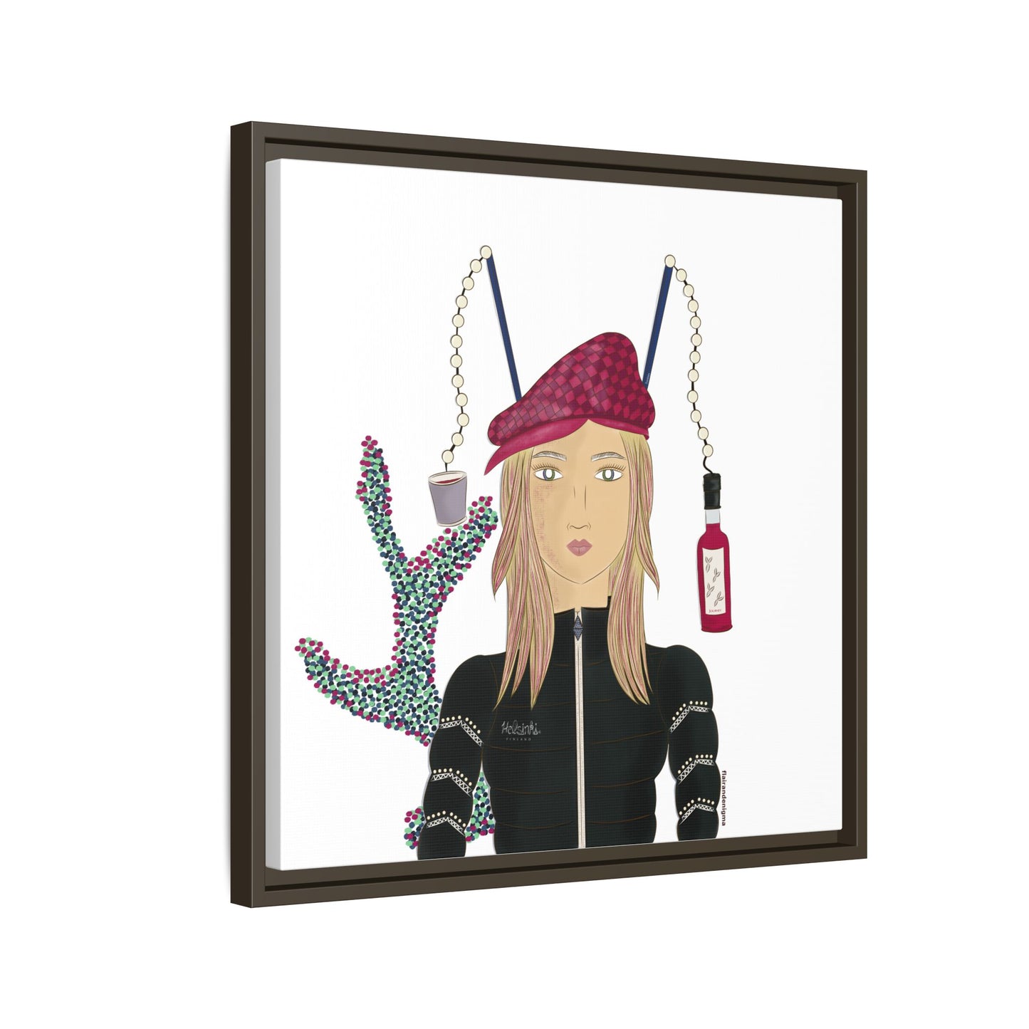 No.34 Girl with the Strawberry Mulled Wine Framed Canvas Art Print