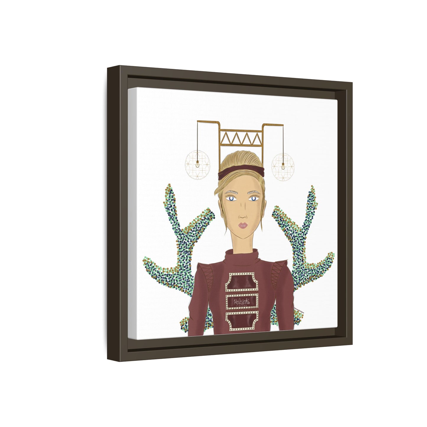 No.36 Girl with the Bar Lights Framed Canvas Art Print