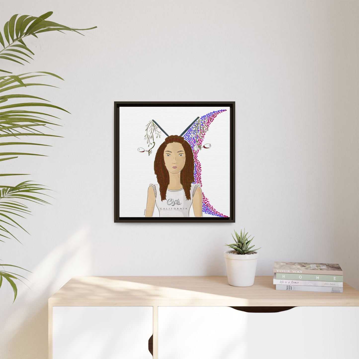 No.5 Girl with the Red Wine Glasses Framed Canvas Art Print