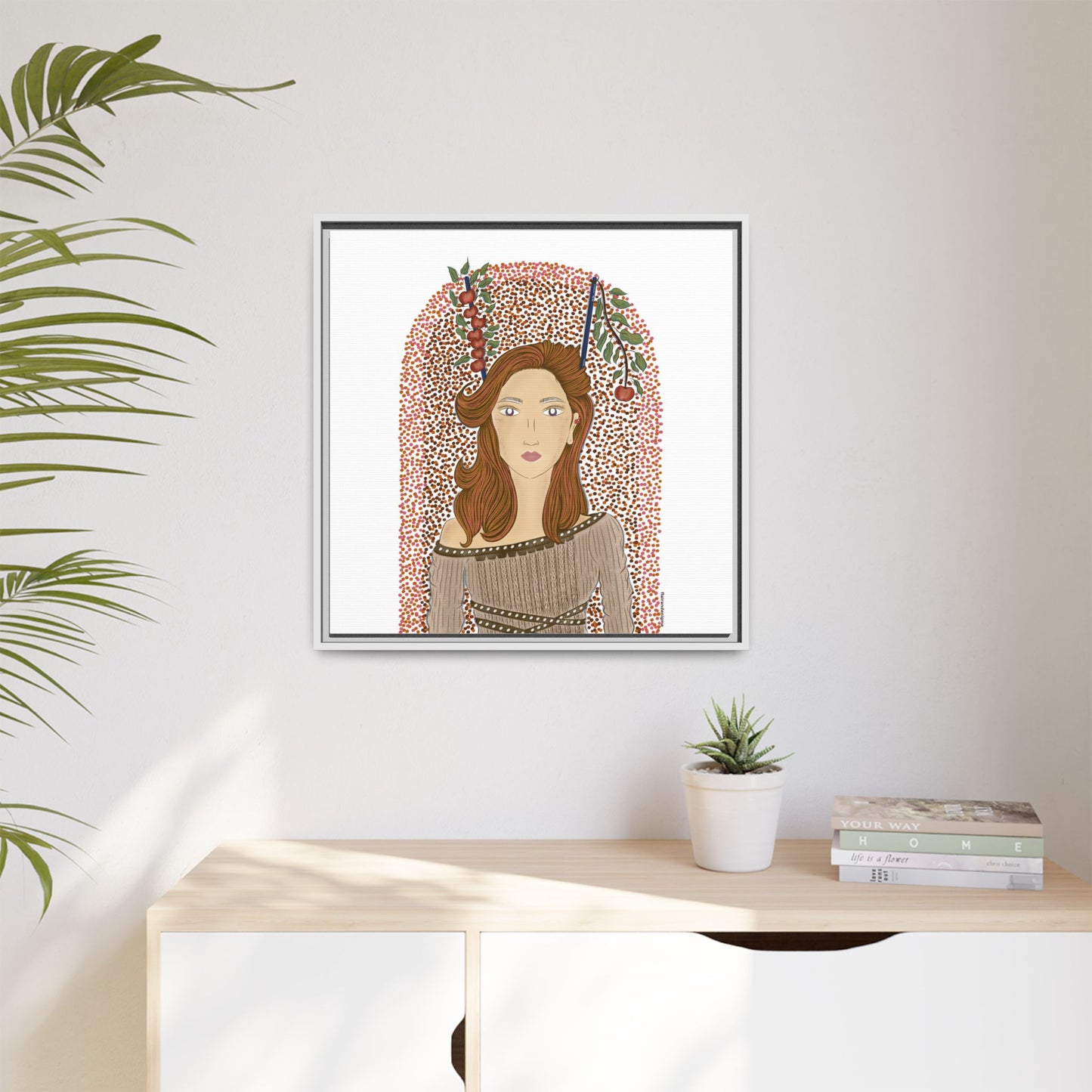 No.44 Girl with the Autumn Apples Framed Canvas Art Print