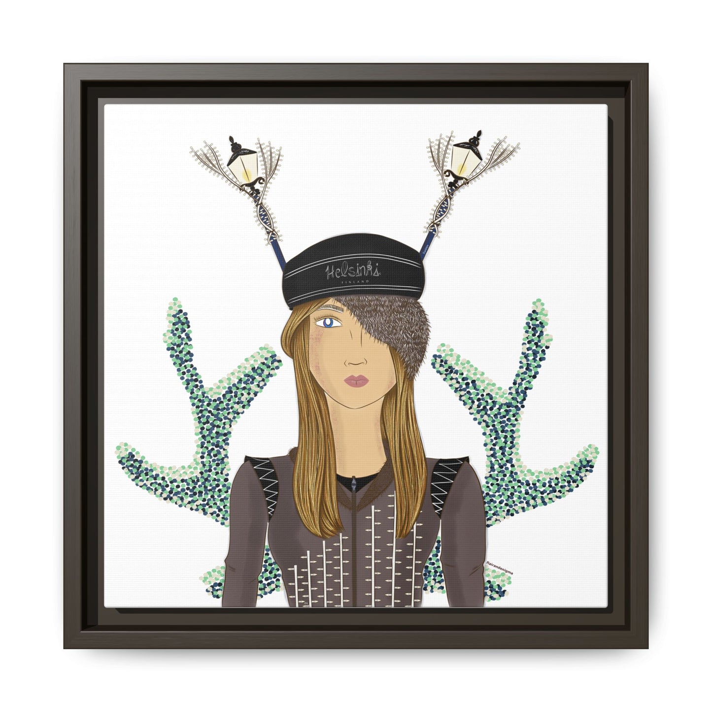 No.33 Girl with the Street Light Lampposts Framed Canvas Art Print