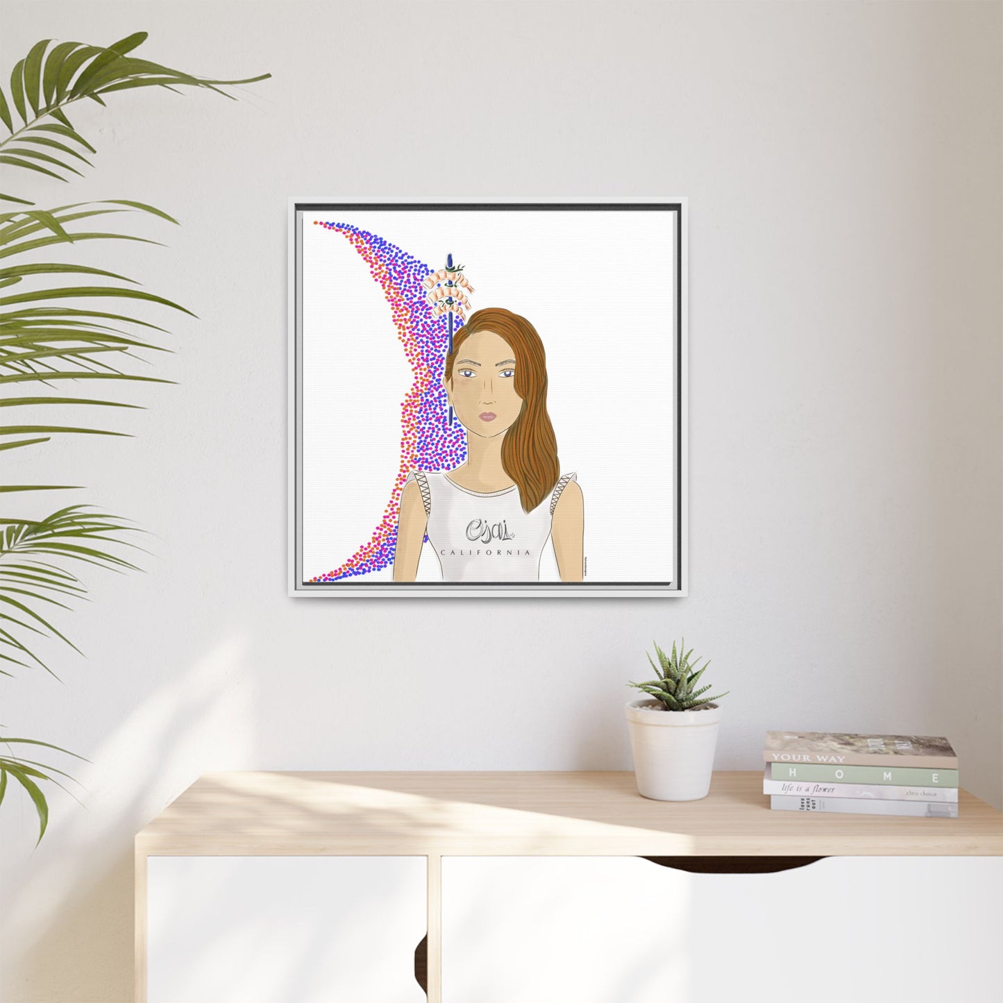 No.10 Girl with the Shrimps Framed Canvas Art Print