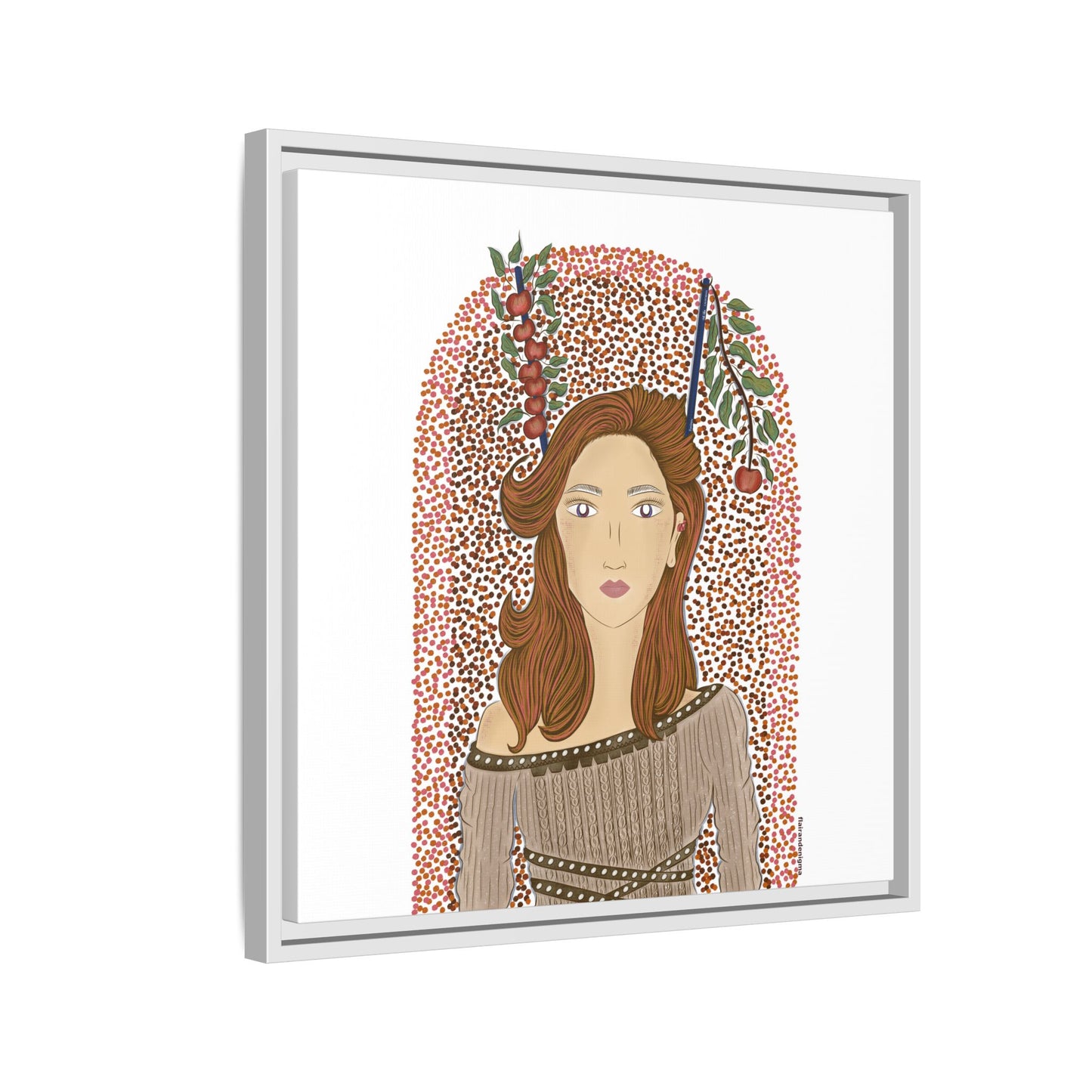 No.44 Girl with the Autumn Apples Framed Canvas Art Print