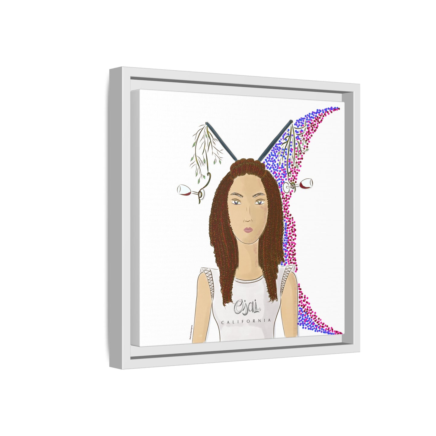 No.5 Girl with the Red Wine Glasses Framed Canvas Art Print