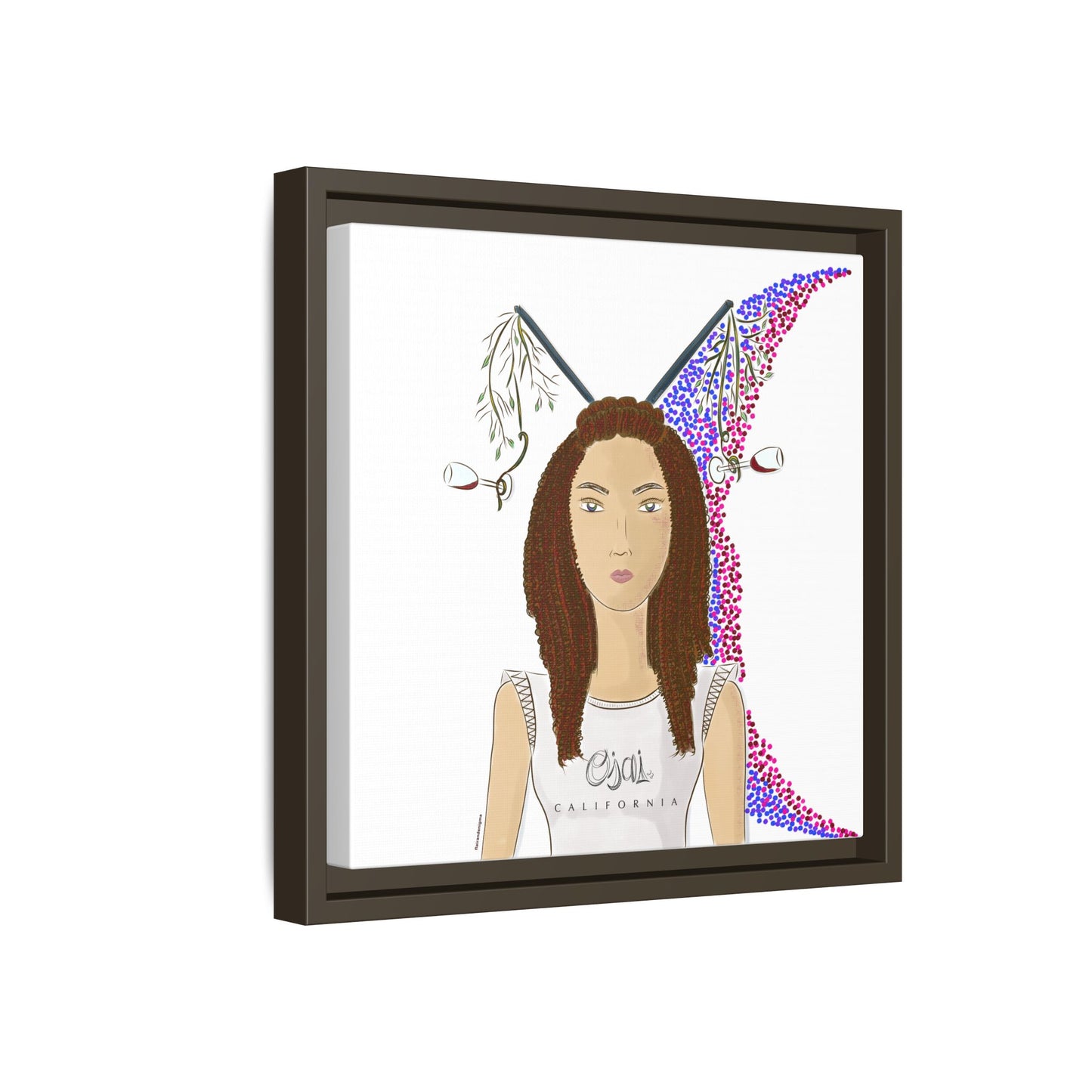 No.5 Girl with the Red Wine Glasses Framed Canvas Art Print