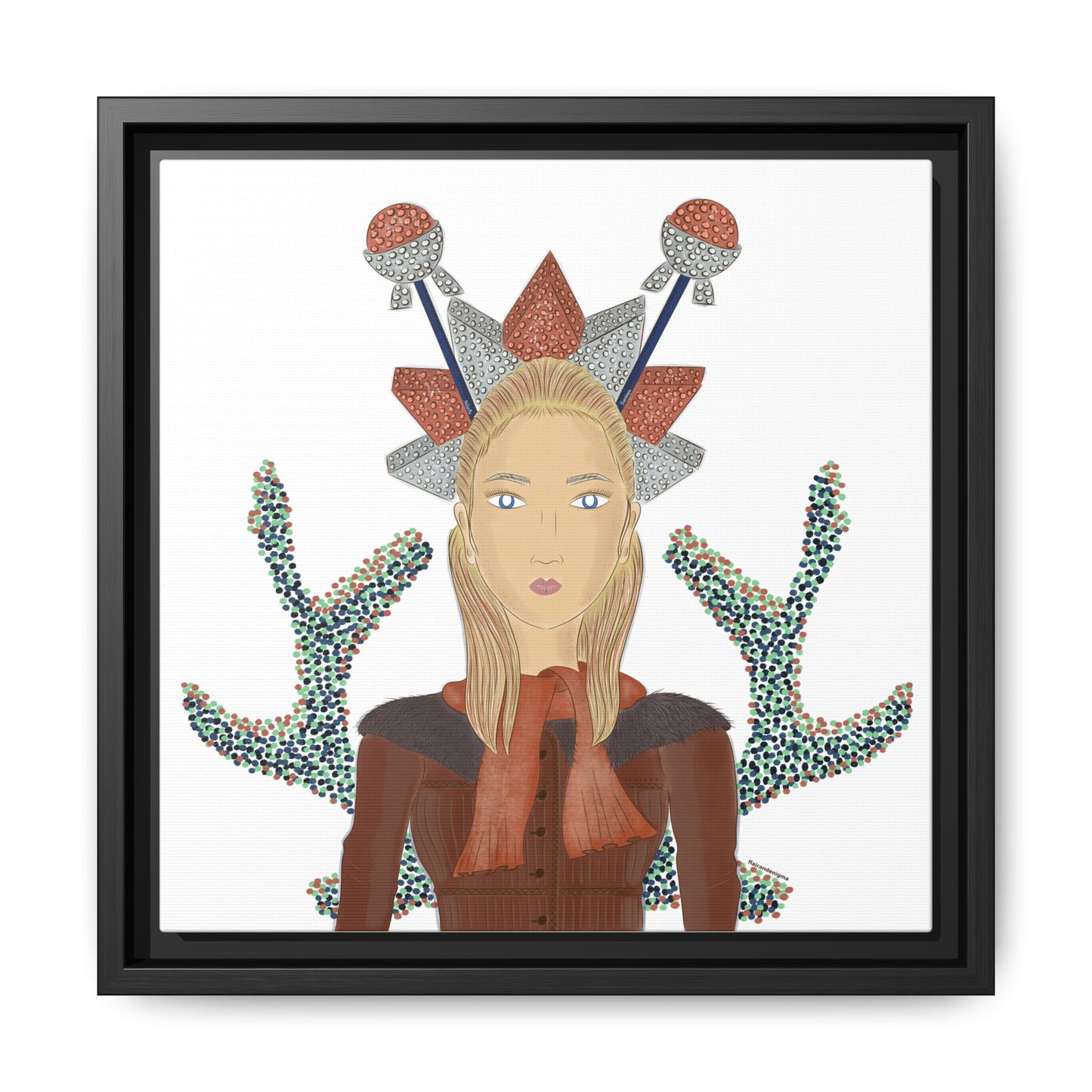No.30 Girl with the Bling Sculpture Framed Canvas Art Print