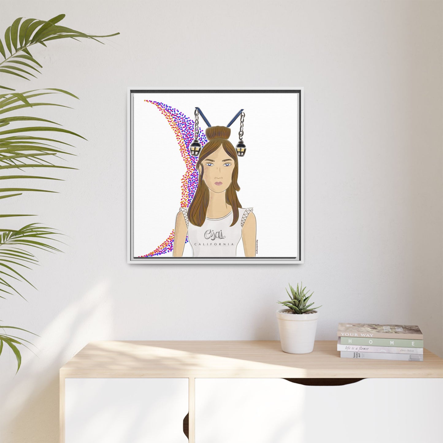 No.1 Girl with the Lanterns Framed Canvas Art Print