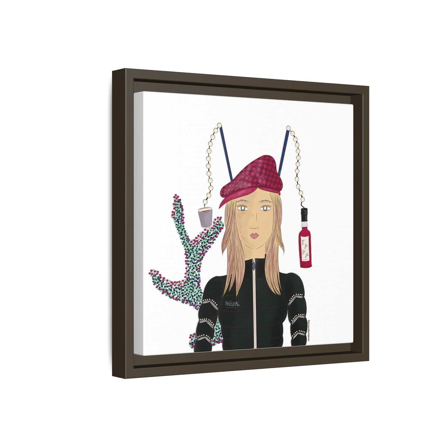 No.34 Girl with the Strawberry Mulled Wine Framed Canvas Art Print