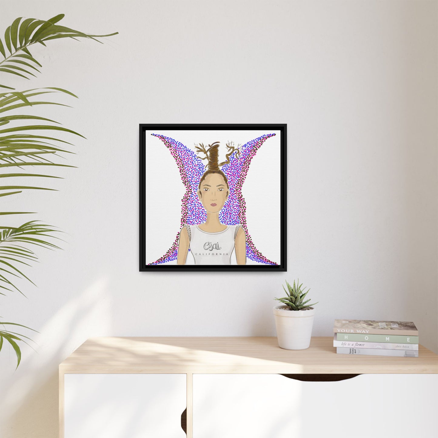 No.9 Girl with the Oak Tree Branches Framed Canvas Art Print