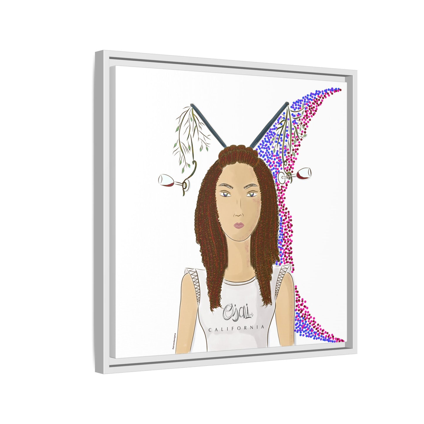 No.5 Girl with the Red Wine Glasses Framed Canvas Art Print