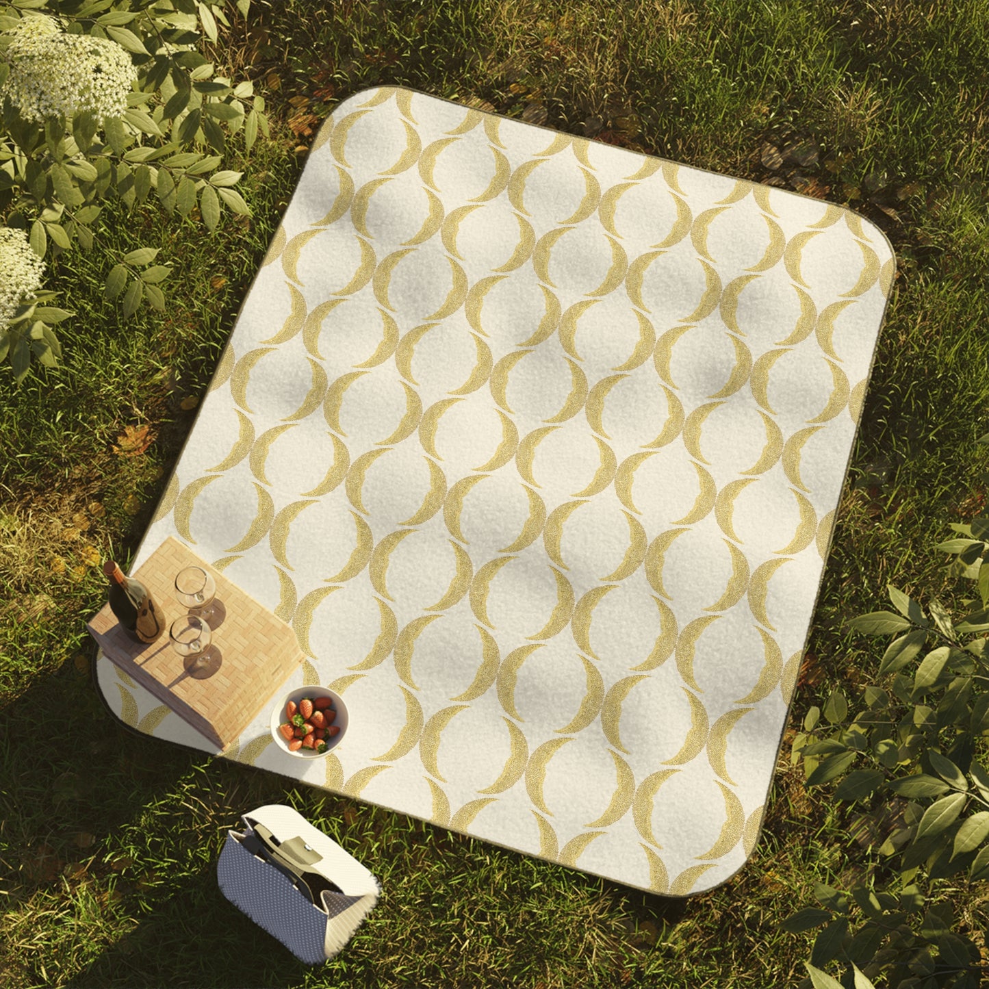 Yellow Crescent Moon Picnic Blanket