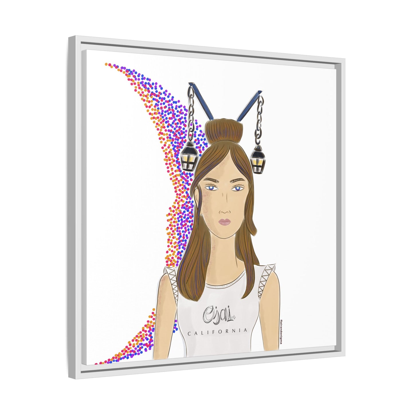 No.1 Girl with the Lanterns Framed Canvas Art Print
