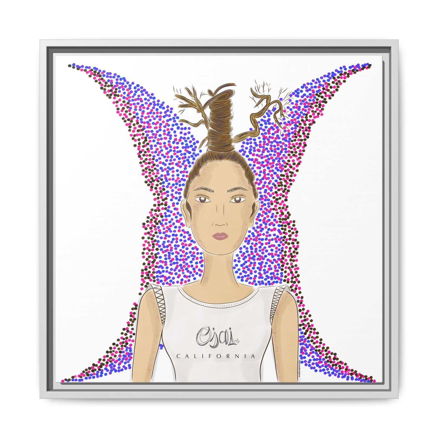 No.9 Girl with the Oak Tree Branches Framed Canvas Art Print