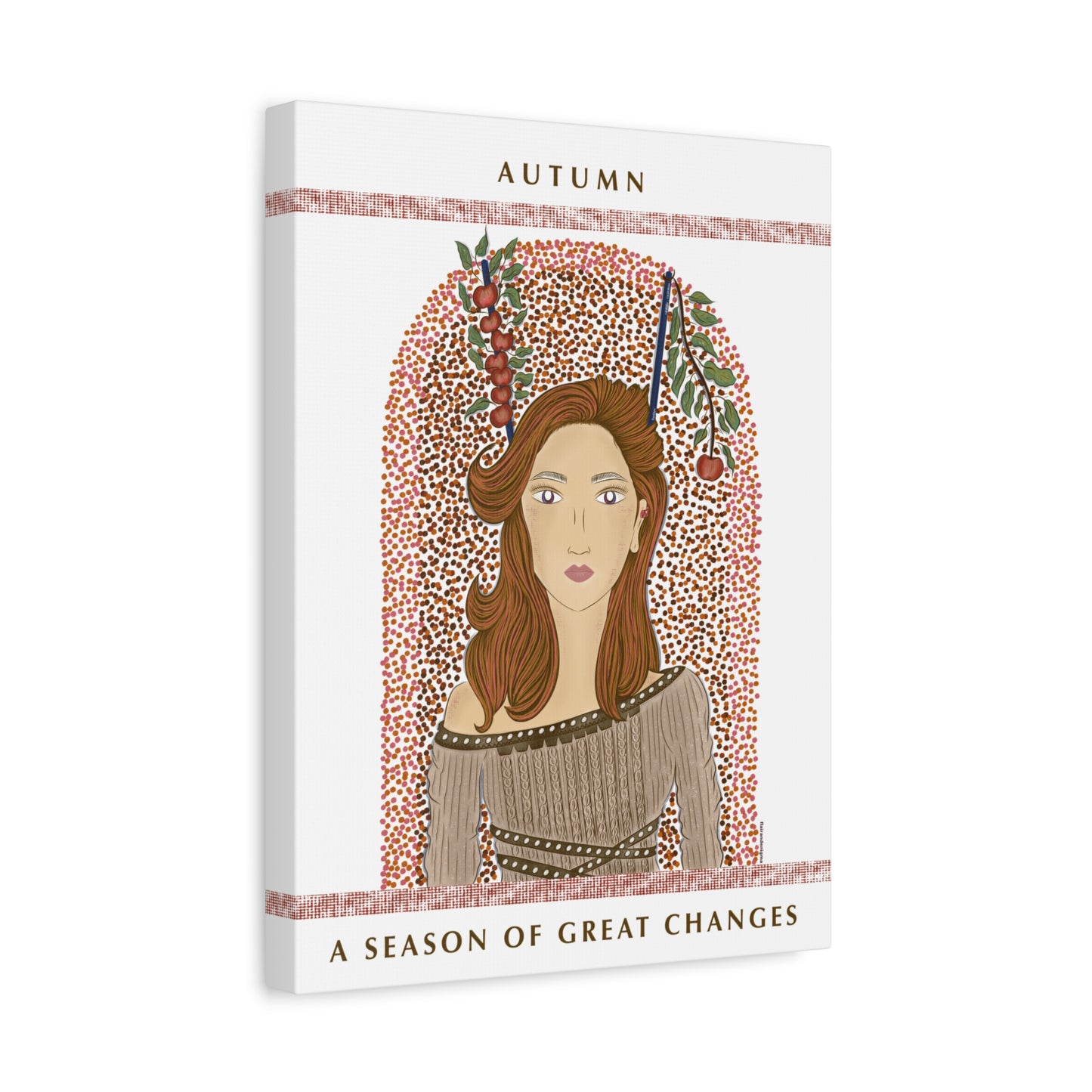 No.44 Girl with the Autumn Apples Canvas Art Print