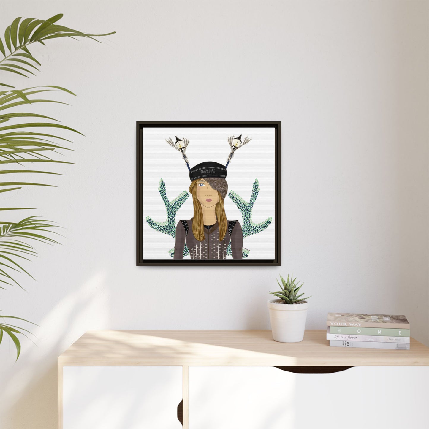 No.33 Girl with the Street Light Lampposts Framed Canvas Art Print