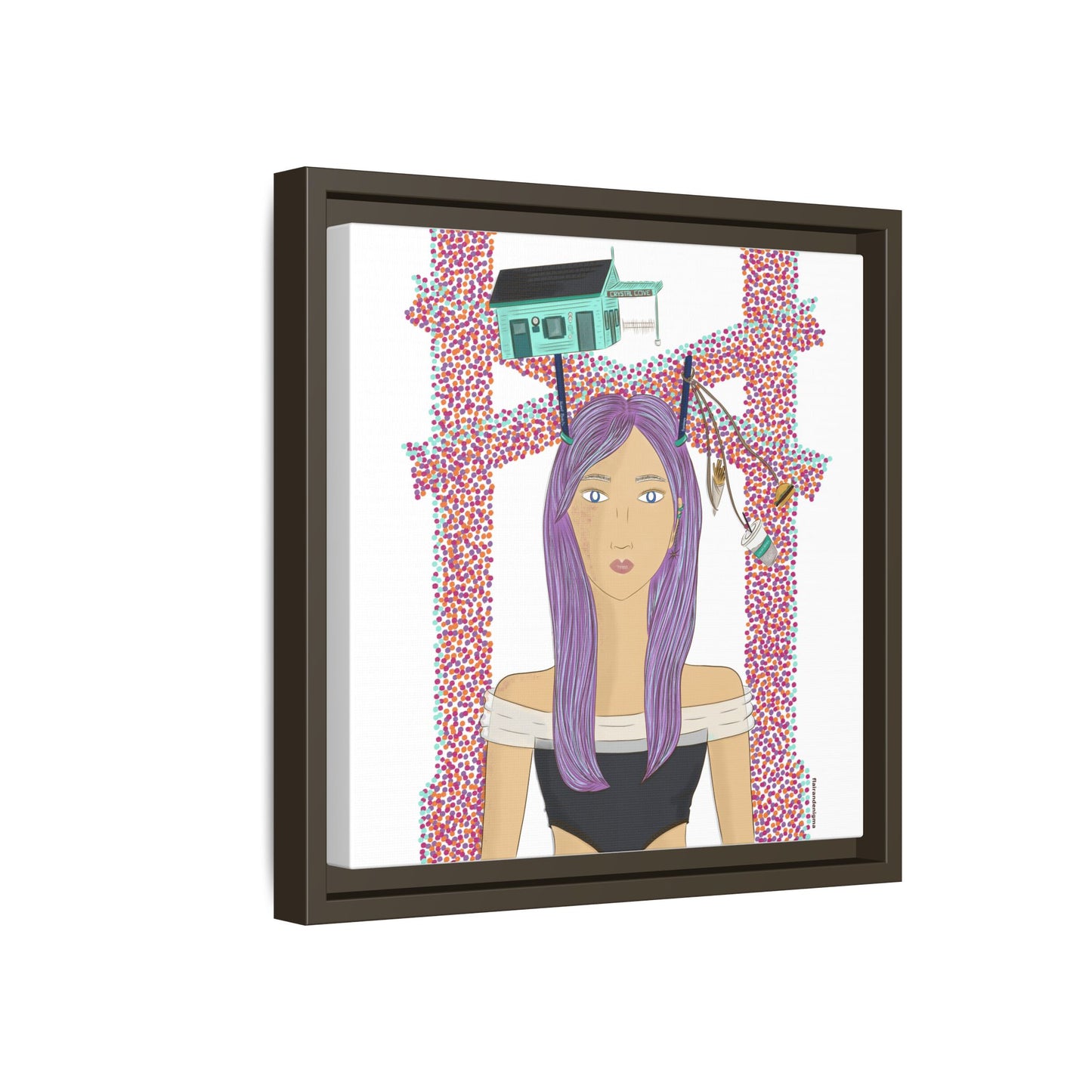 No.39 Girl with the Cove Cottage Framed Canvas Art Print