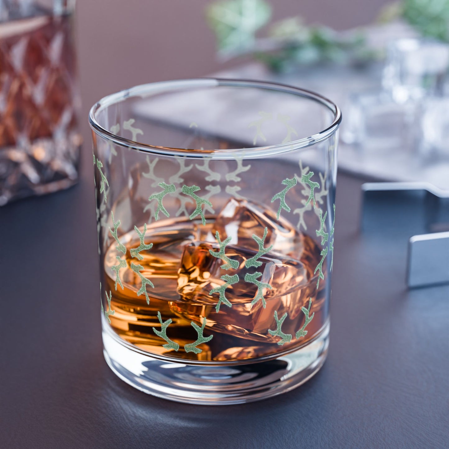 Green Antlers Drinking Glass