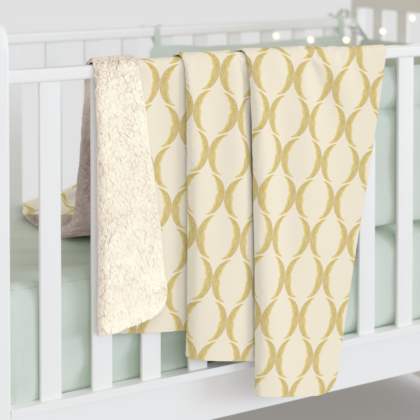 Yellow Crescent Moon Sherpa Blanket