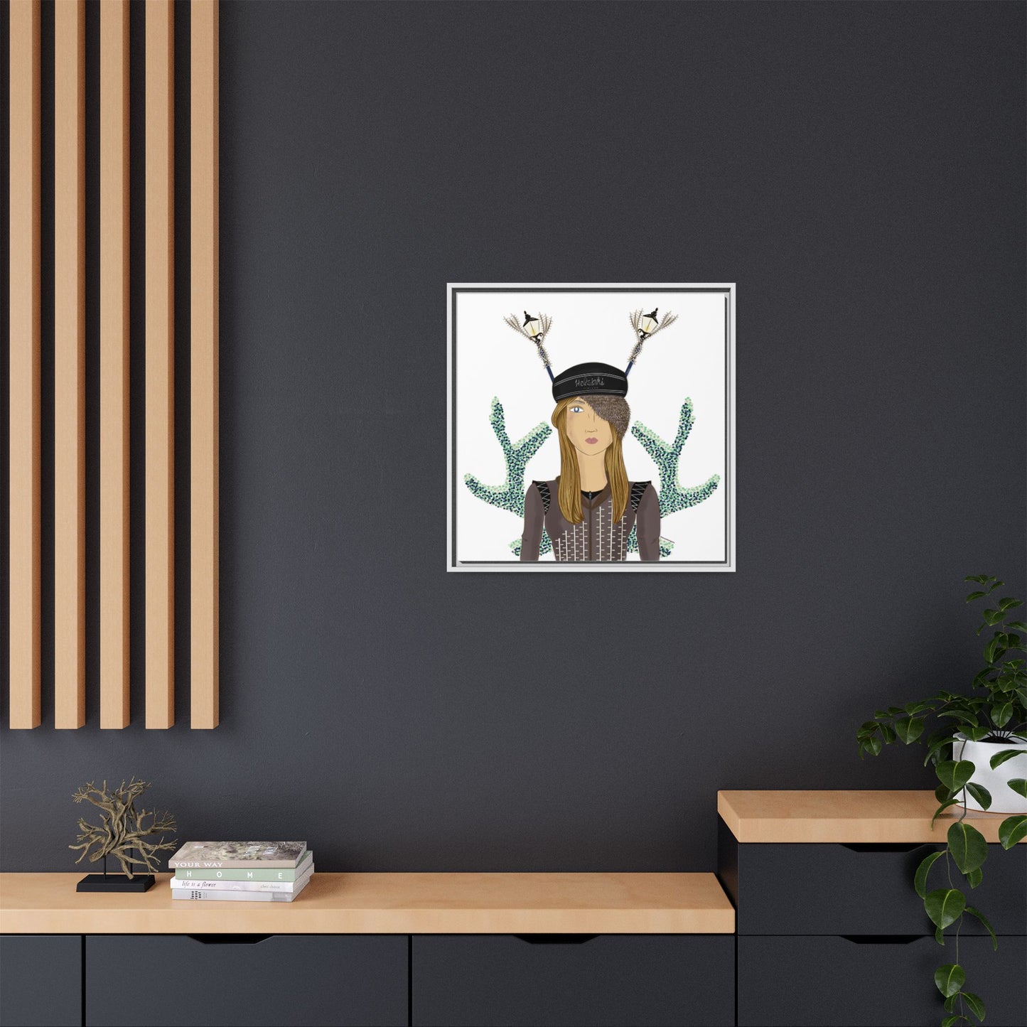 No.33 Girl with the Street Light Lampposts Framed Canvas Art Print