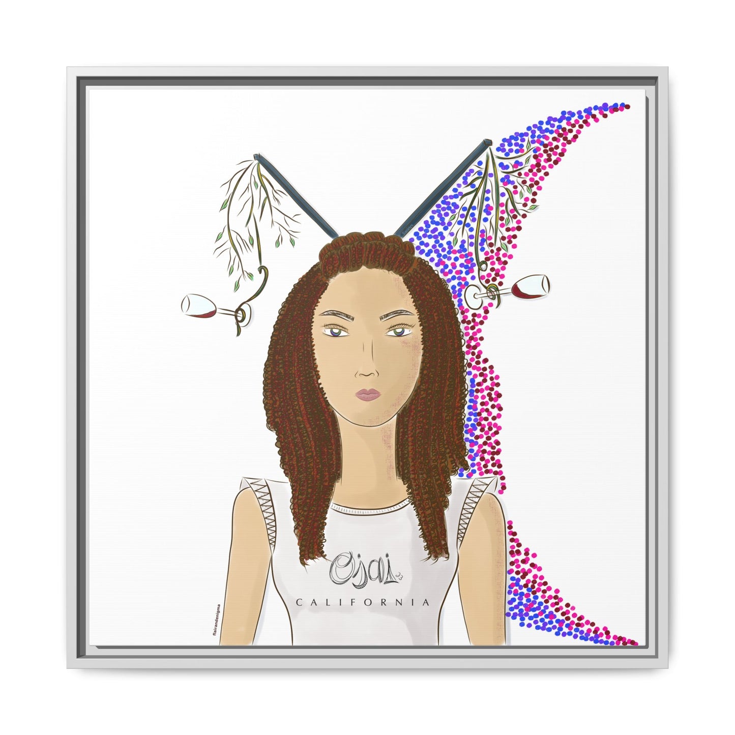 No.5 Girl with the Red Wine Glasses Framed Canvas Art Print