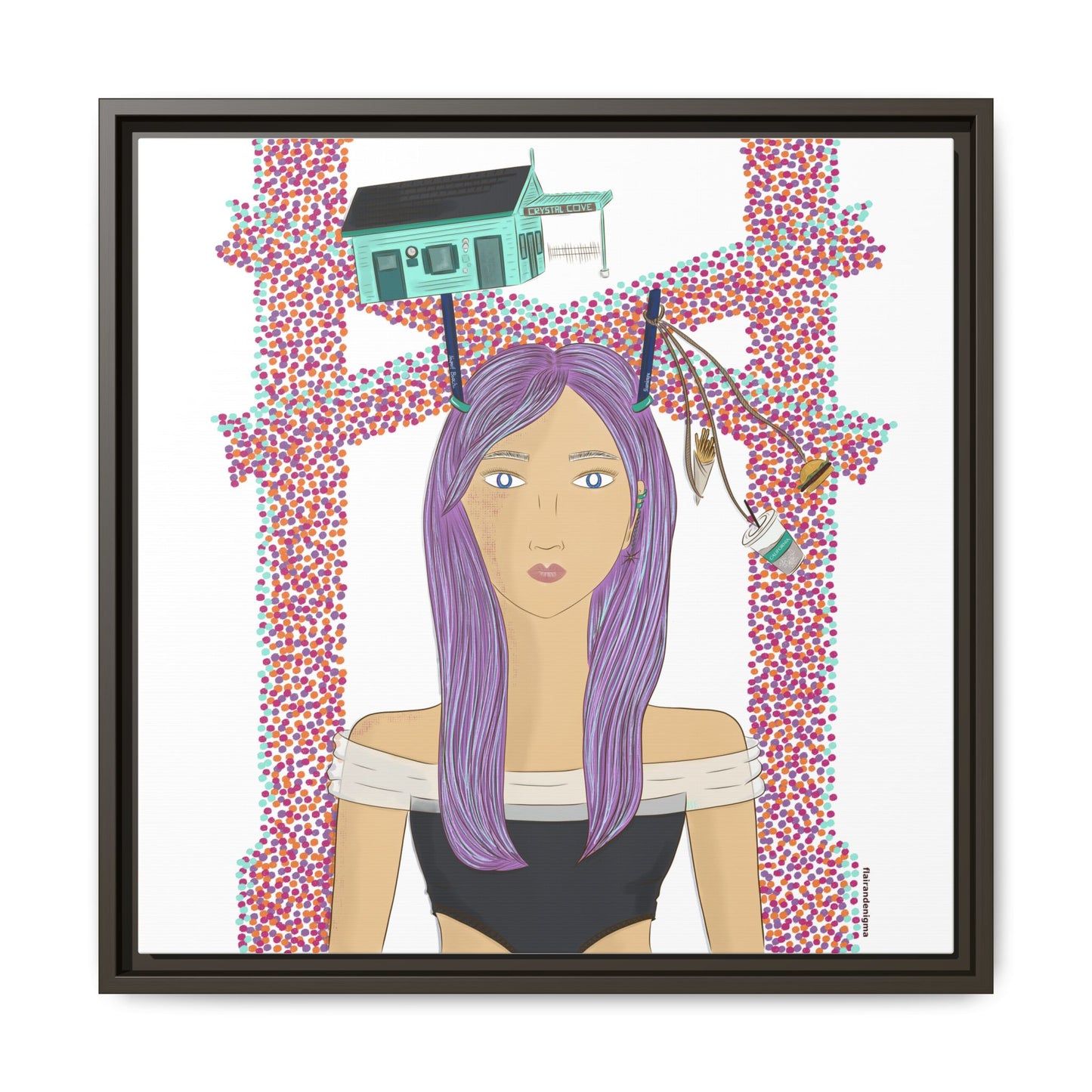 No.39 Girl with the Cove Cottage Framed Canvas Art Print