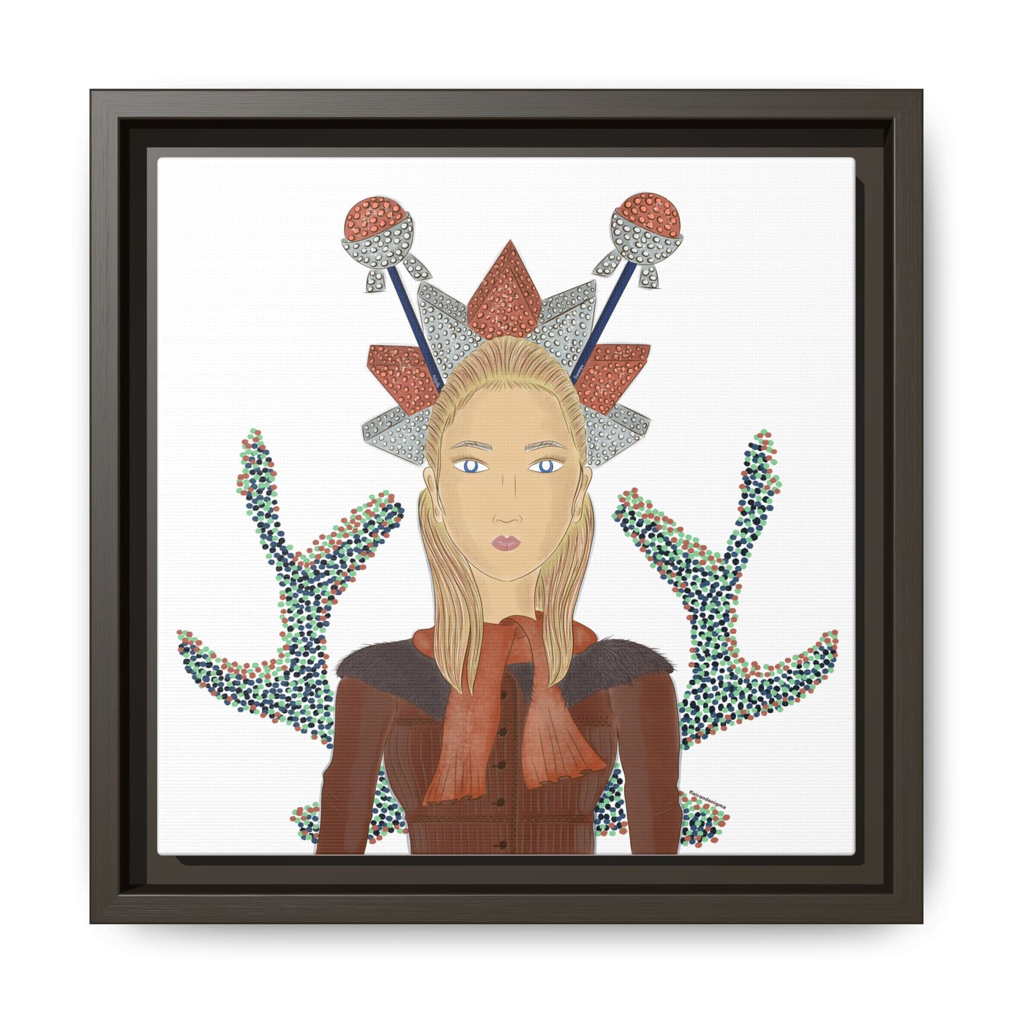No.30 Girl with the Bling Sculpture Framed Canvas Art Print