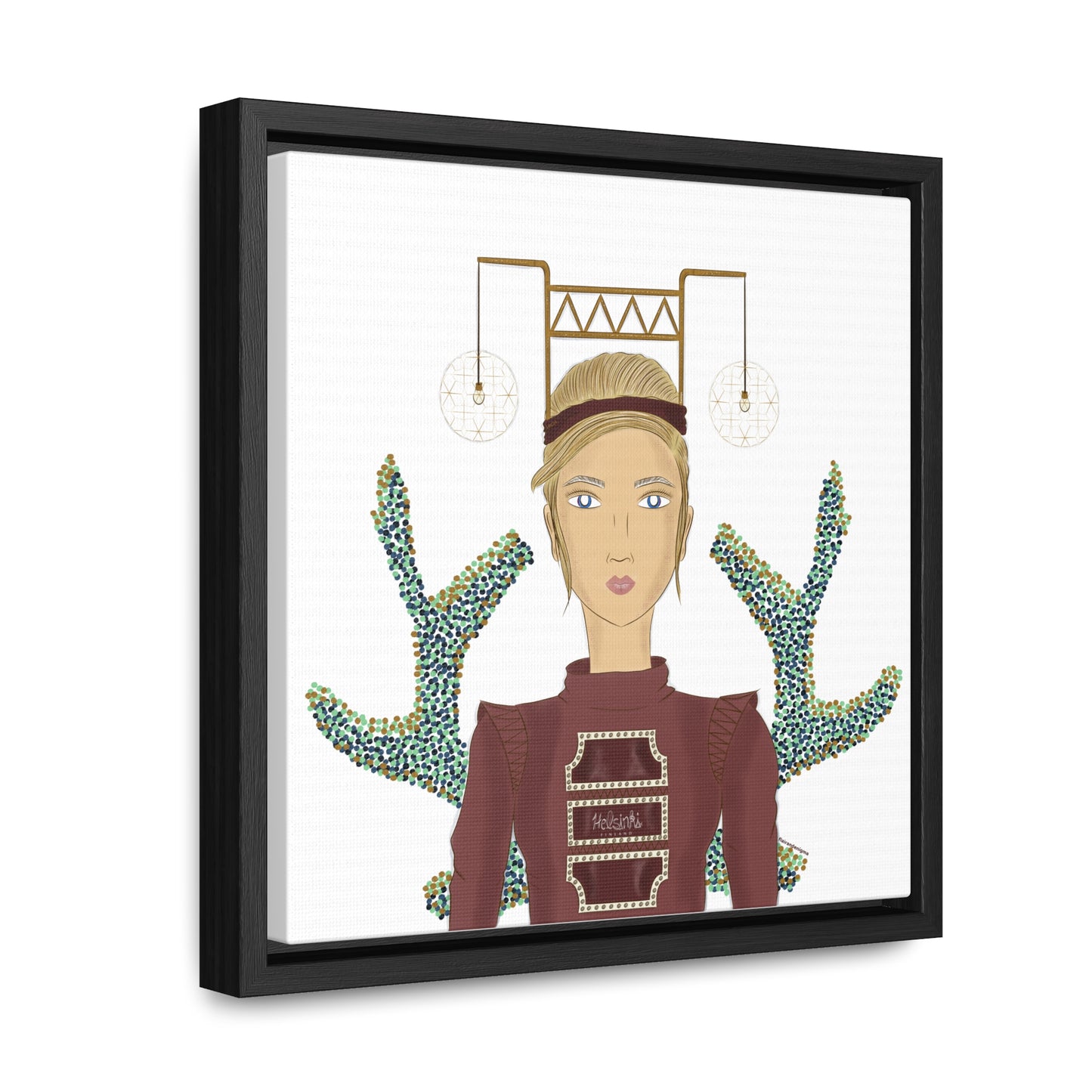 No.36 Girl with the Bar Lights Framed Canvas Art Print