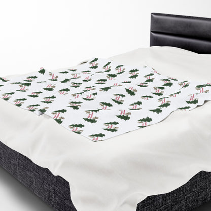 Christmas Trees Velveteen Plush Blanket