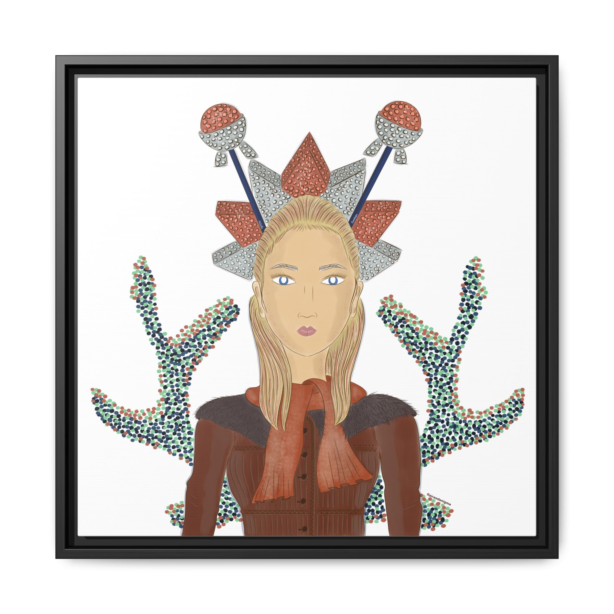 No.30 Girl with the Bling Sculpture Framed Canvas Art Print