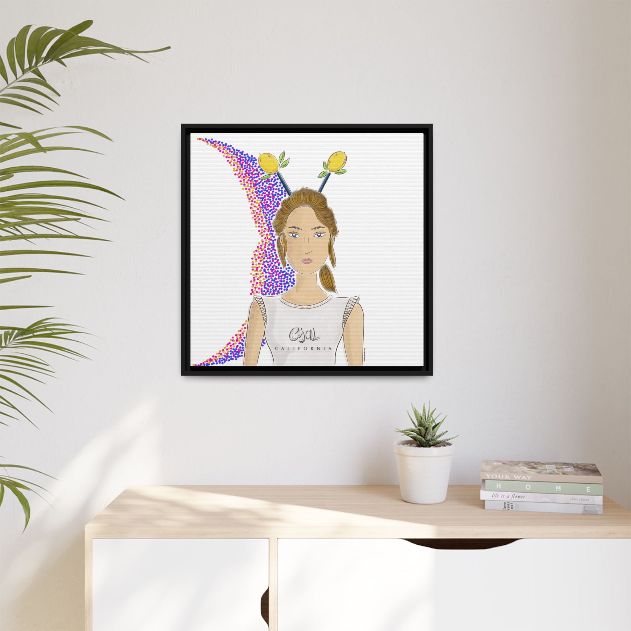No.7 Girl with the Lemons Framed Canvas Art Print