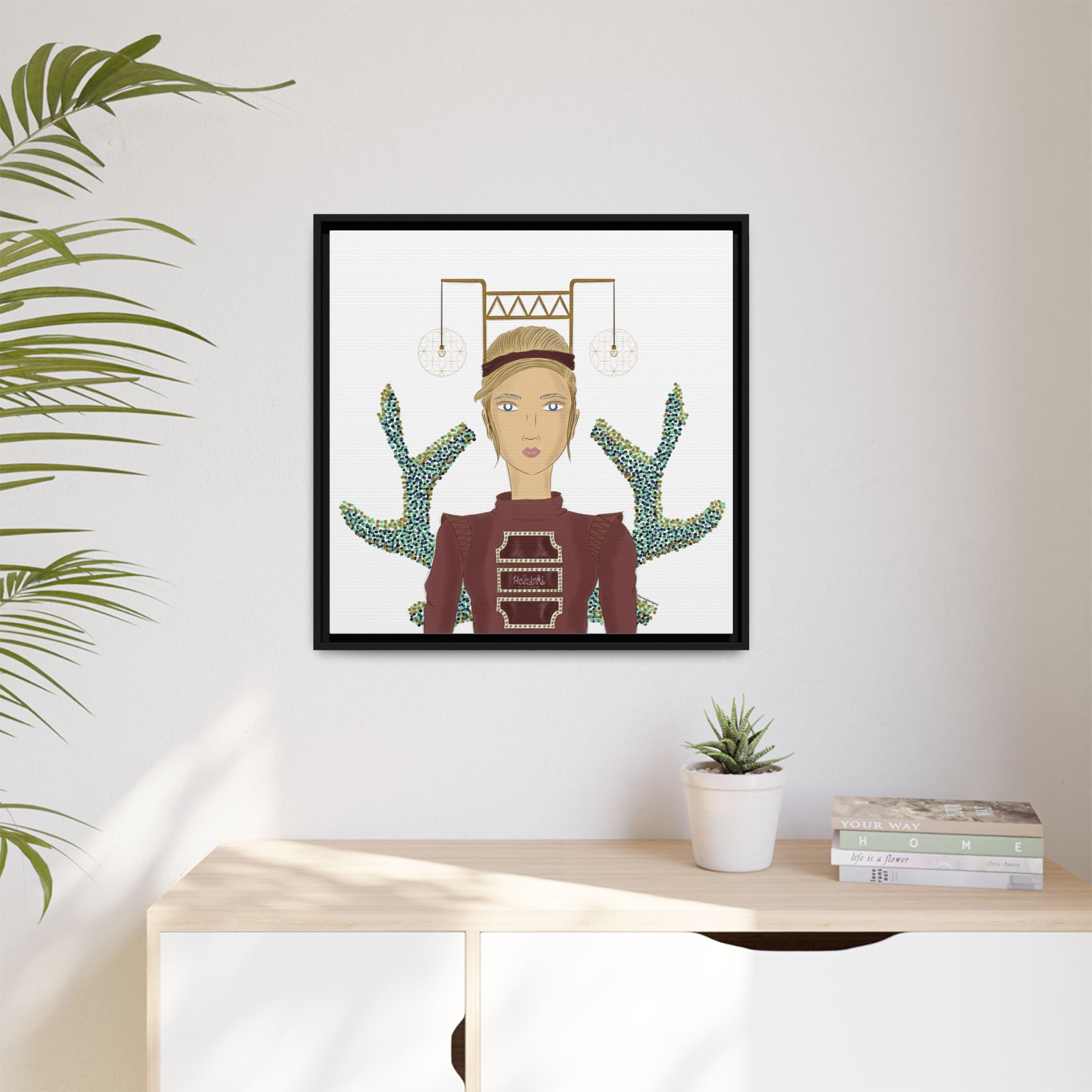 No.36 Girl with the Bar Lights Framed Canvas Art Print