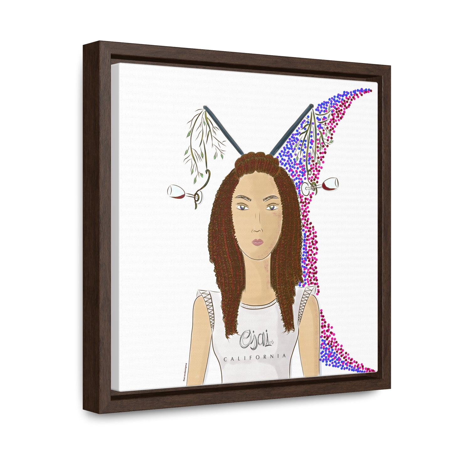 No.5 Girl with the Wine Glasses Framed Canvas Art Print