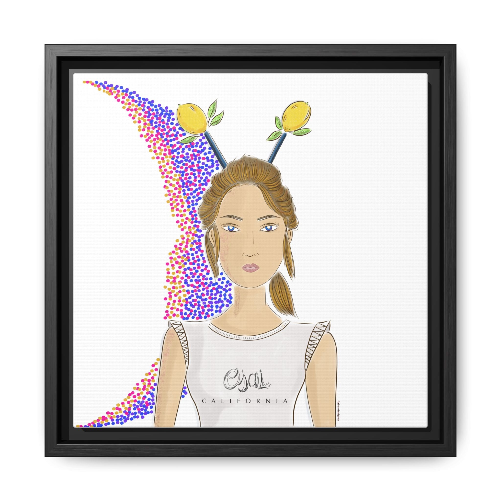 No.7 Girl with the Lemons Framed Canvas Art Print