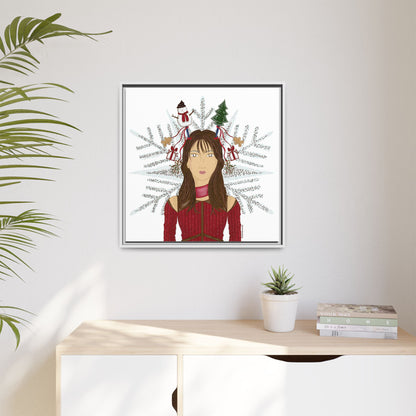 No.45 Girl with the Christmas Cheer Framed Canvas Art Print