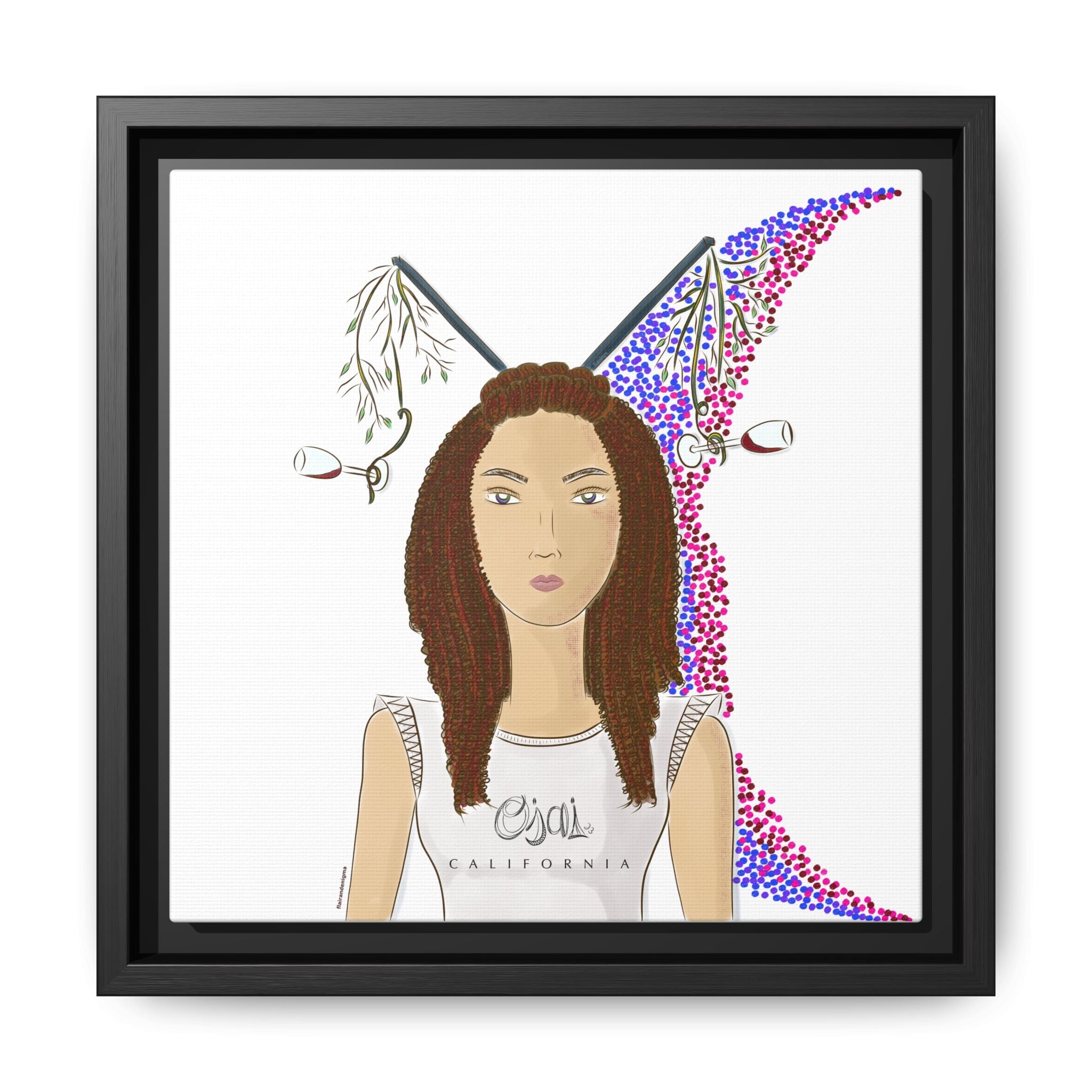 No.5 Girl with the Red Wine Glasses Framed Canvas Art Print